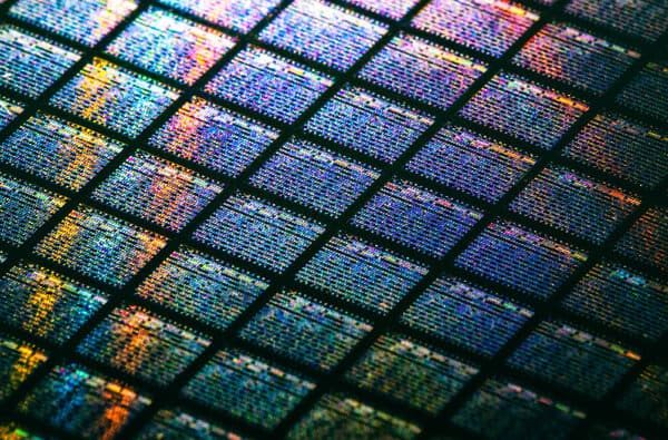 Silicon wafer containing microchips